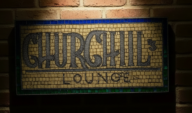 Custom Mosaic Sign: Glass Tile, Vintage Style, Handmade in USA