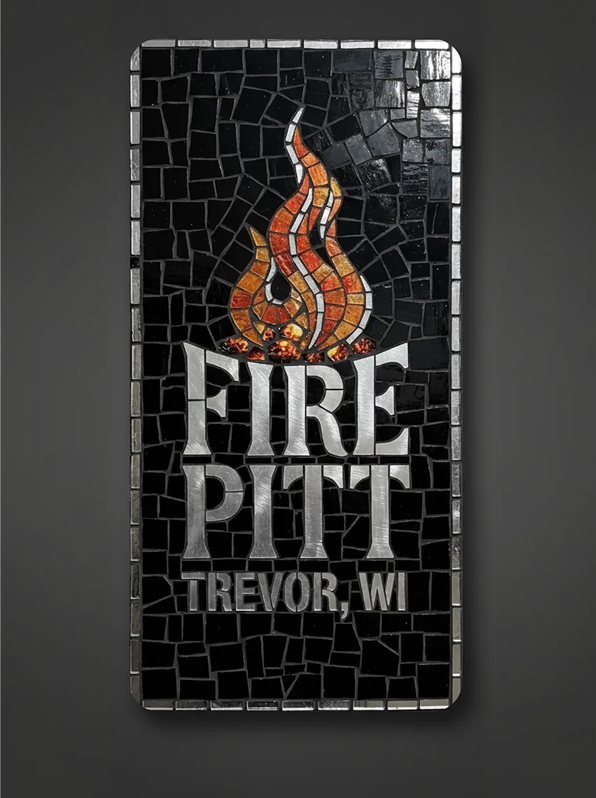 Custom Mosaic Sign: Glass Tile, Vintage Style, Handmade in USA